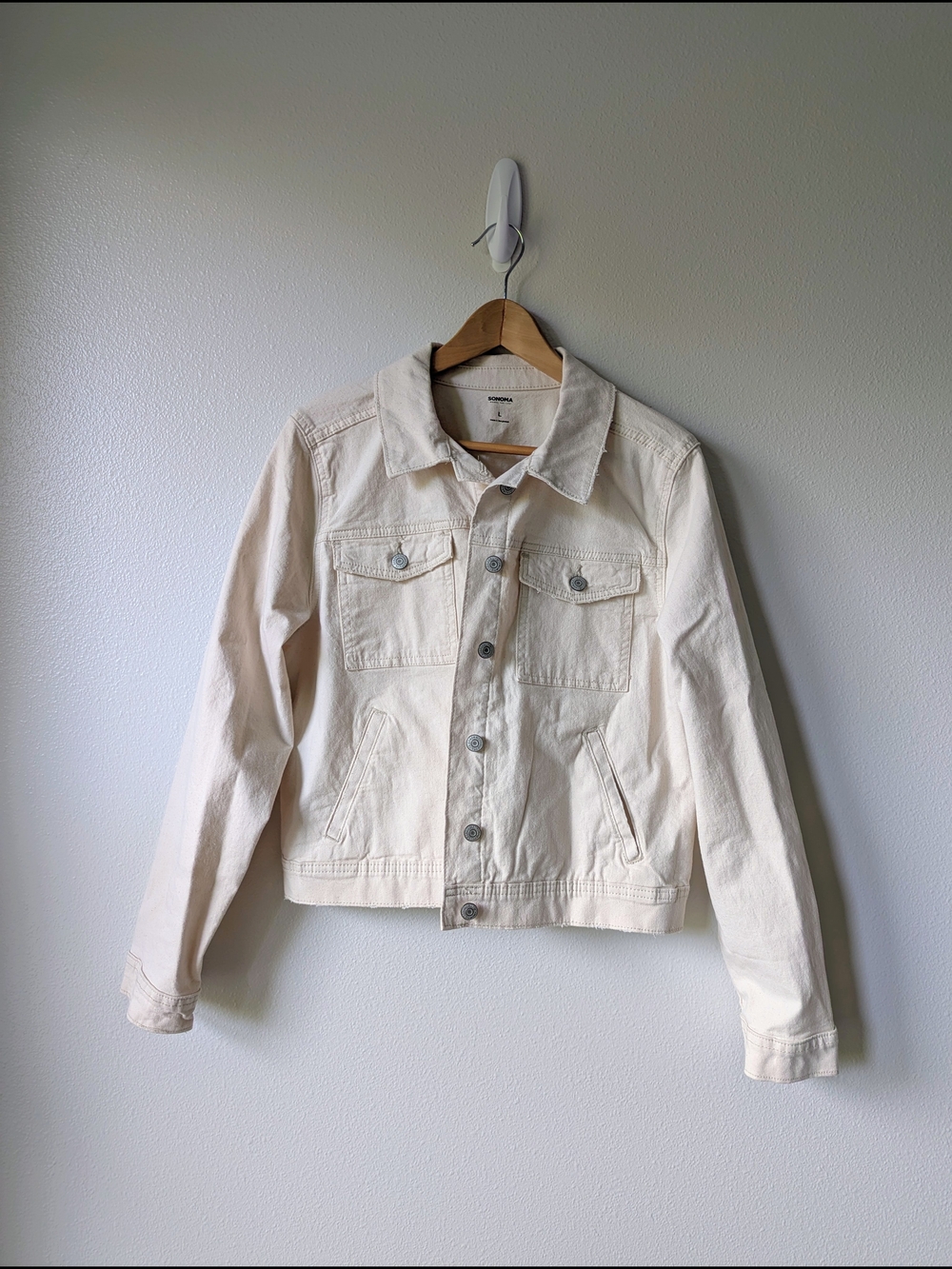 Sonoma Cream Button-Up Denim Jacket Size L